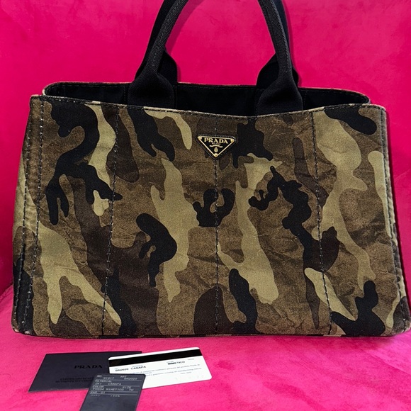 Prada Canapa travel work tote in camo large size - Picture 1 of 16
